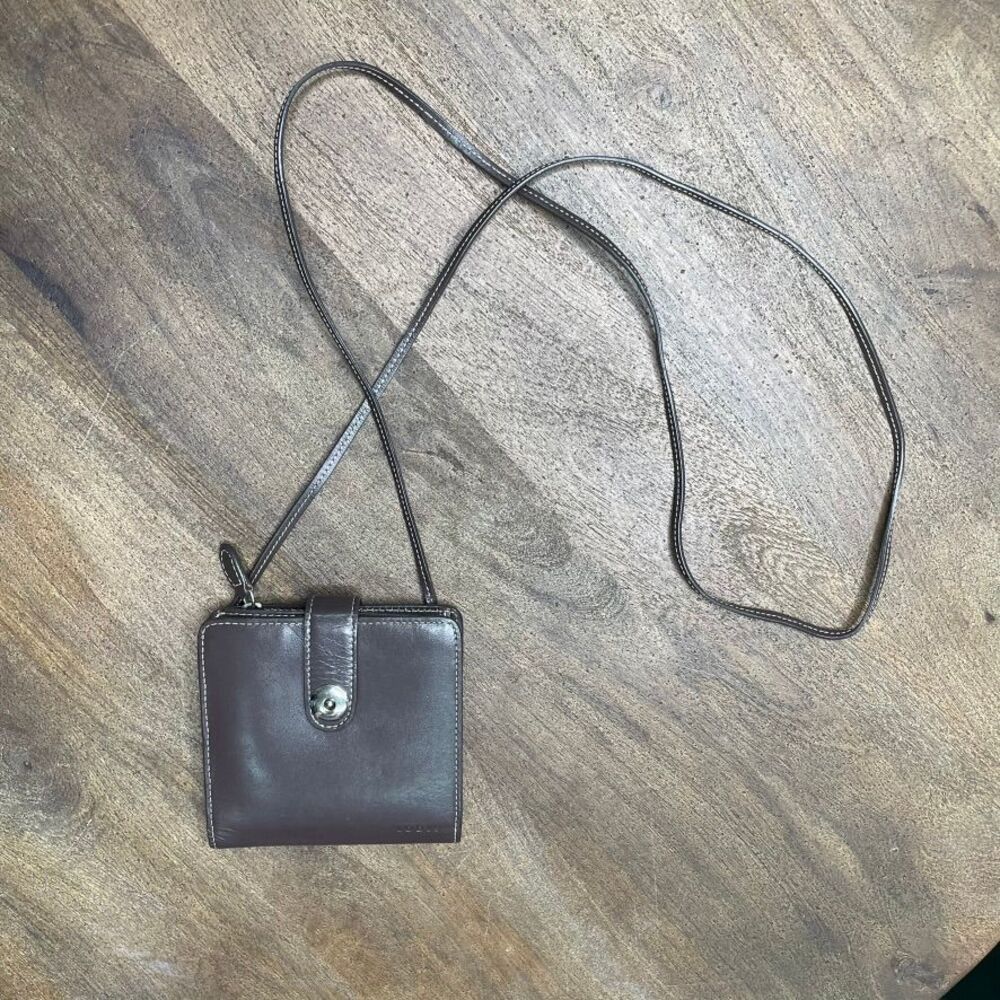 Lodis Brown Leather Mini Crossbody Bag Wallet Purse